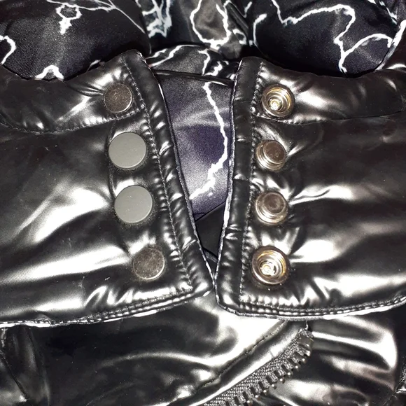 KASH KOUTURE PUFFER COAT BLACK REVERSIBLE AND DETACHABLE HOOD 4 POCKETS SIZE S